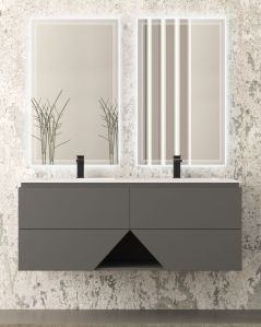 Mobile bagno sospeso Fashion cm 140 grigio medio e lavabo in