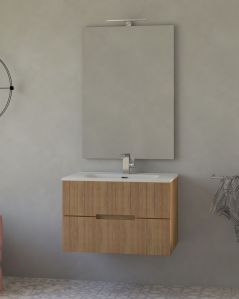 Mobile bagno sospeso River 74 cm rovere naturale e lavabo in