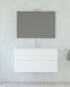 Mobile bagno sospeso River 100 cm bianco opaco e lavabo in