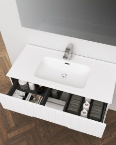 Mobile bagno sospeso River 100 cm bianco opaco e lavabo in