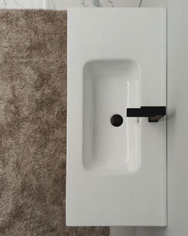 Mobile bagno sospeso River 100 cm bianco opaco e lavabo in Mobile bagno sospeso River 100 cm bianco opaco e lavabo in