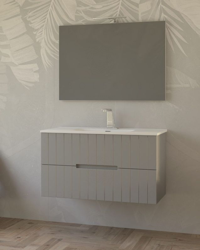 Mobile bagno sospeso River 100 cm grigio medio e lavabo in Mobile bagno sospeso River 100 cm grigio medio e lavabo in