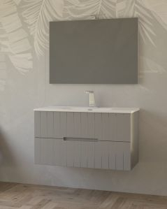 Mobile bagno sospeso River 100 cm grigio medio e lavabo in