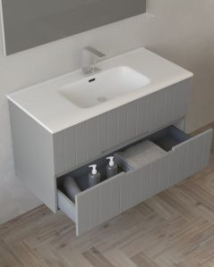 Mobile bagno sospeso River 100 cm grigio medio e lavabo in