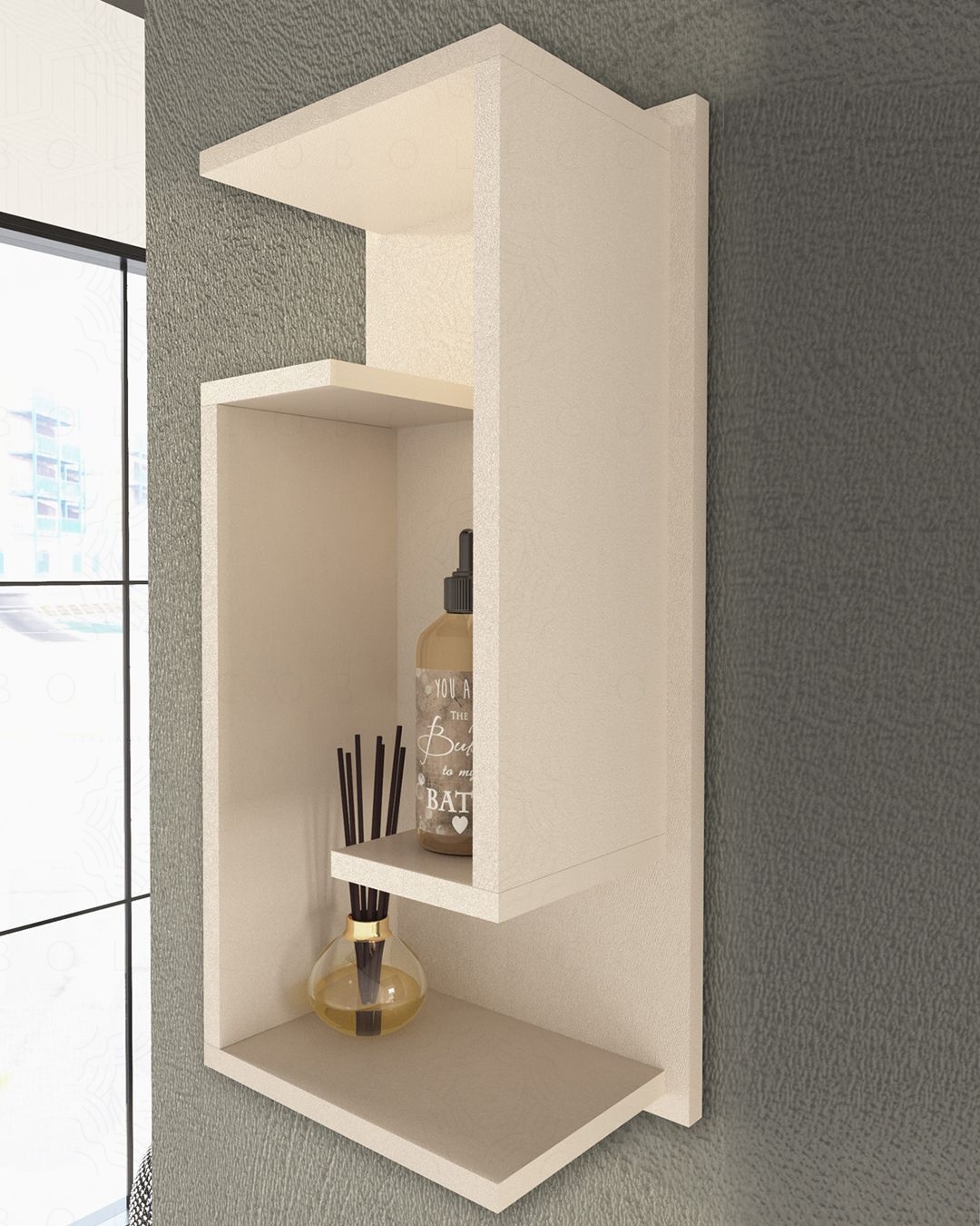 Pensile bagno Diadema cm.30x75 perla spatolato Pensile bagno Diadema cm.30x75 perla spatolato