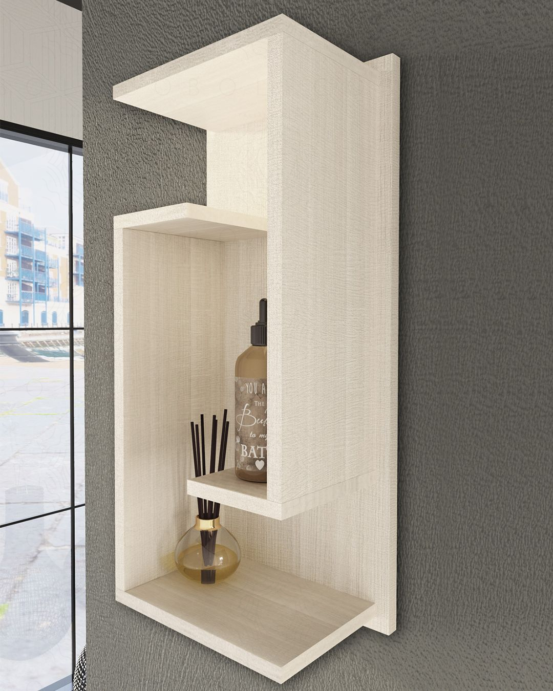 Pensile bagno Diadema cm 30x75 rovere bianco Pensile bagno Diadema cm 30x75 rovere bianco
