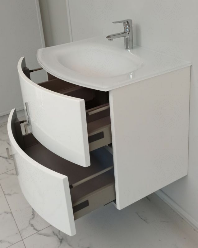 Mobile bagno sospeso Jane, curvo, cm.69 Mobile bagno sospeso Jane, curvo, cm.69