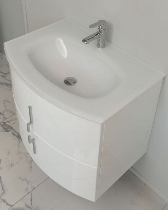 Mobile bagno sospeso Jane, curvo, cm.69 Mobile bagno sospeso Jane, curvo, cm.69