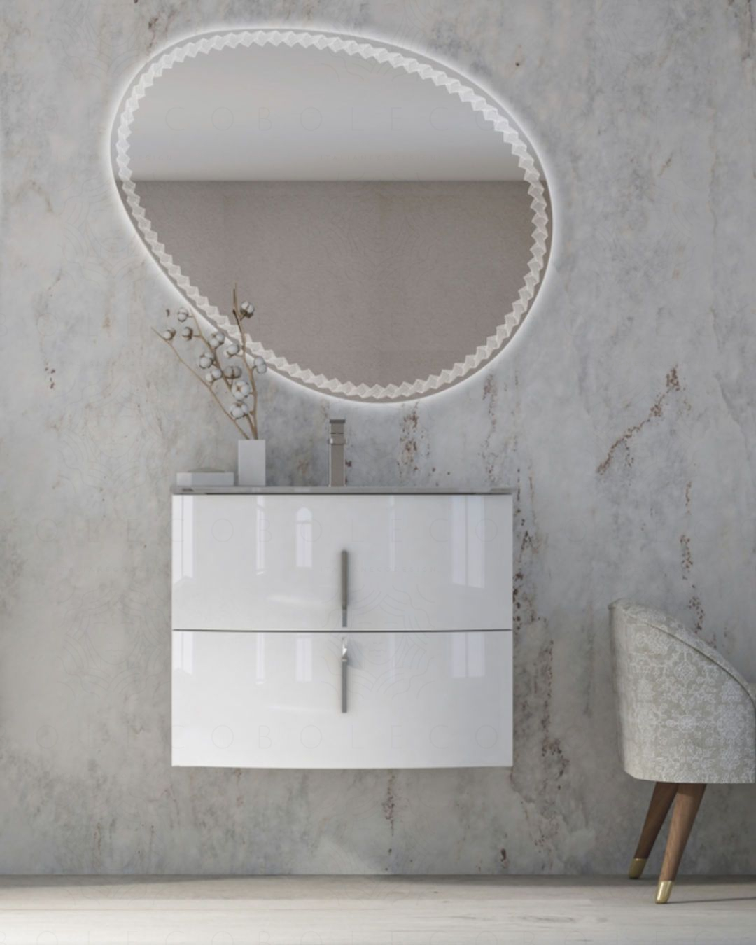 Mobile bagno sospeso curvo da 70 cm - Jane Mobile bagno sospeso curvo da 70 cm - Jane