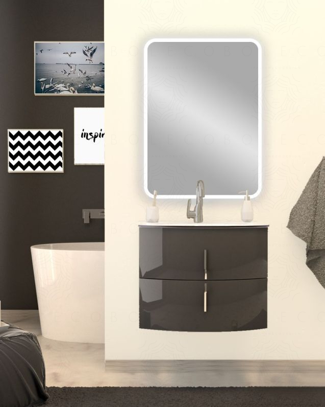 Mobile bagno sospeso Jane curvo cm 70 antracite lucido Mobile bagno sospeso Jane curvo cm 70 antracite lucido