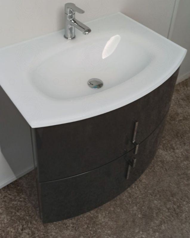 Mobile bagno sospeso Jane curvo cm 70 antracite lucido Mobile bagno sospeso Jane curvo cm 70 antracite lucido