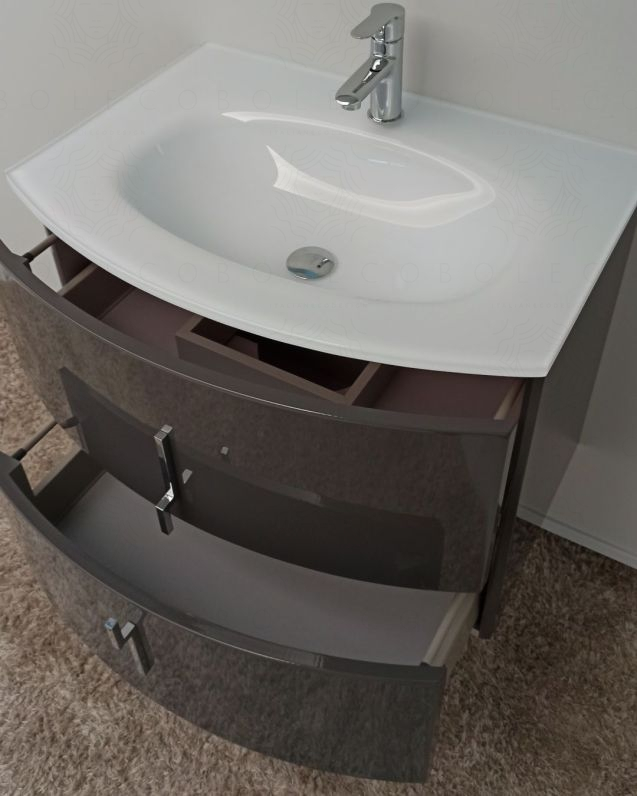 Mobile bagno sospeso Jane curvo cm 70 antracite lucido Mobile bagno sospeso Jane curvo cm 70 antracite lucido