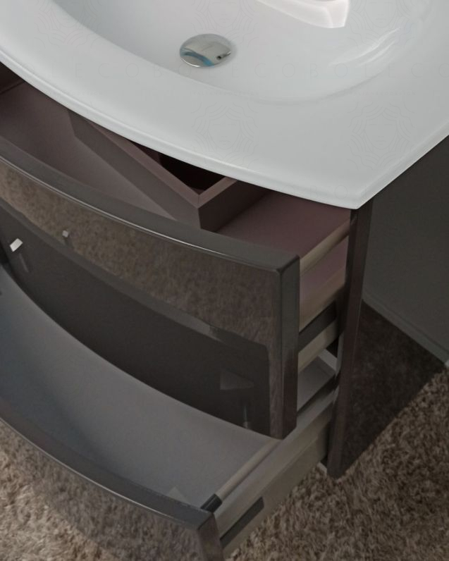 Mobile bagno sospeso Jane curvo cm 70 antracite lucido Mobile bagno sospeso Jane curvo cm 70 antracite lucido