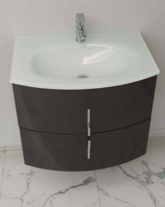 Mobile bagno sospeso Jane curvo cm 70 antracite lucido Mobile bagno sospeso Jane curvo cm 70 antracite lucido