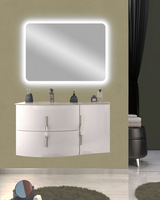 Mobile bagno sospeso Jane, curvo, cm.104