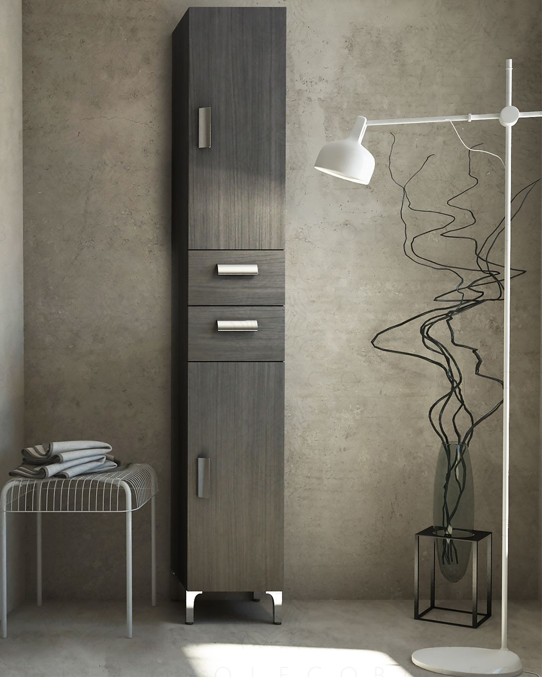 Colonna bagno Elisa con piedi, 30 x 190 cm larice scuro Colonna bagno Elisa con piedi, 30 x 190 cm larice scuro