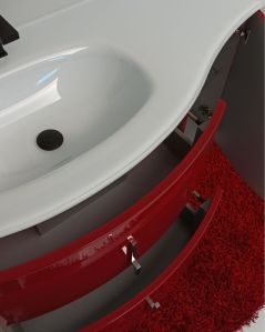Mobile bagno sospeso Jane curvo cm 105 rosso corallo