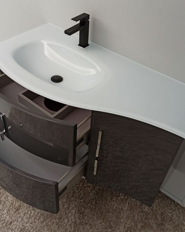 Mobile bagno sospeso Jane curvo cm 105 antracite lucido Mobile bagno sospeso Jane curvo cm 105 antracite lucido