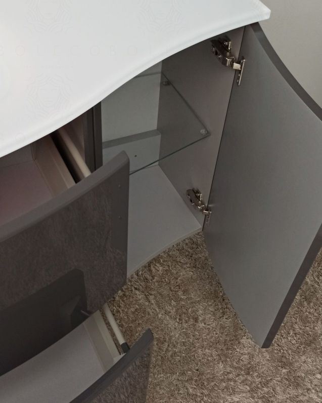 Mobile bagno sospeso Jane curvo cm 105 antracite lucido Mobile bagno sospeso Jane curvo cm 105 antracite lucido