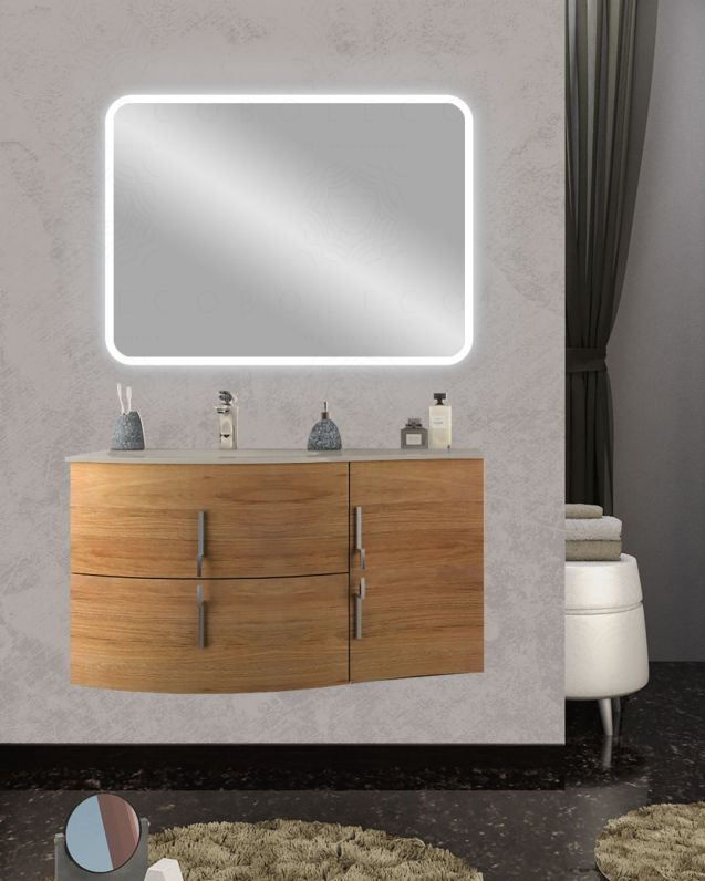 Mobile bagno sospeso Jane curvo cm 105 rovere naturale Mobile bagno sospeso Jane curvo cm 105 rovere naturale