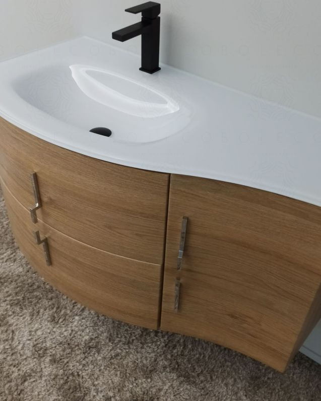 Mobile bagno sospeso Jane curvo cm 105 rovere naturale Mobile bagno sospeso Jane curvo cm 105 rovere naturale