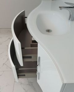 Mobile bagno sospeso Jane, curvo, cm.138