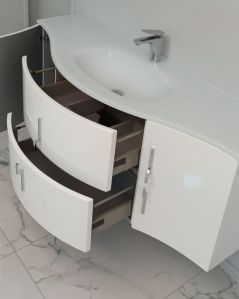 Mobile bagno sospeso Jane, curvo, cm.138