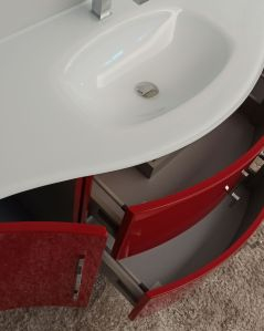 Mobile bagno sospeso curvo in mdf 140 cm Jane rosso corallo