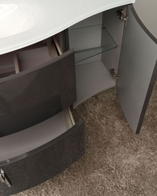 Mobile bagno sospeso curvo in mdf 140 cm Jane rosso corallo