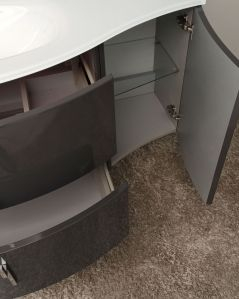 Mobile bagno sospeso curvo in mdf 140 cm Jane rosso corallo