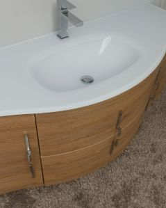 Mobile bagno sospeso curvo in mdf 140 cm Jane rovere naturale