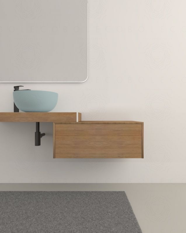 Cassettiera sospesa 75 cm push-pull -  rovere naturale