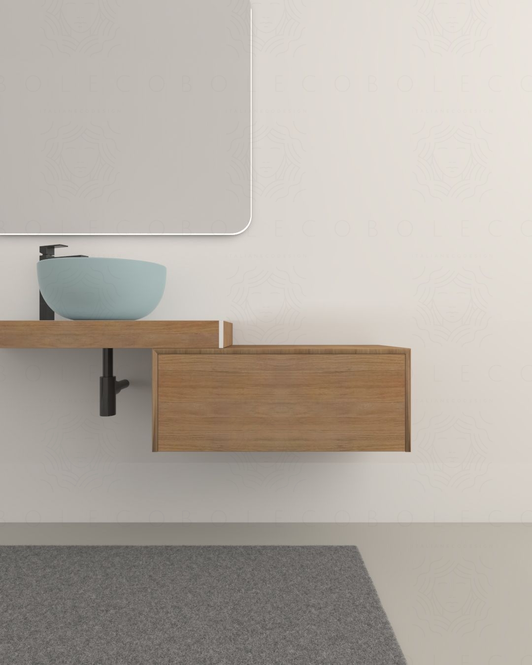 Cassettiera sospesa 75 cm push-pull - rovere naturale Cassettiera sospesa 75 cm push-pull - rovere naturale