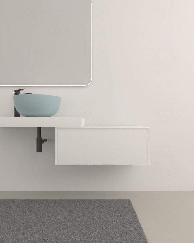 Cassettiera sospesa 75 cm push-pull - bianco opaco