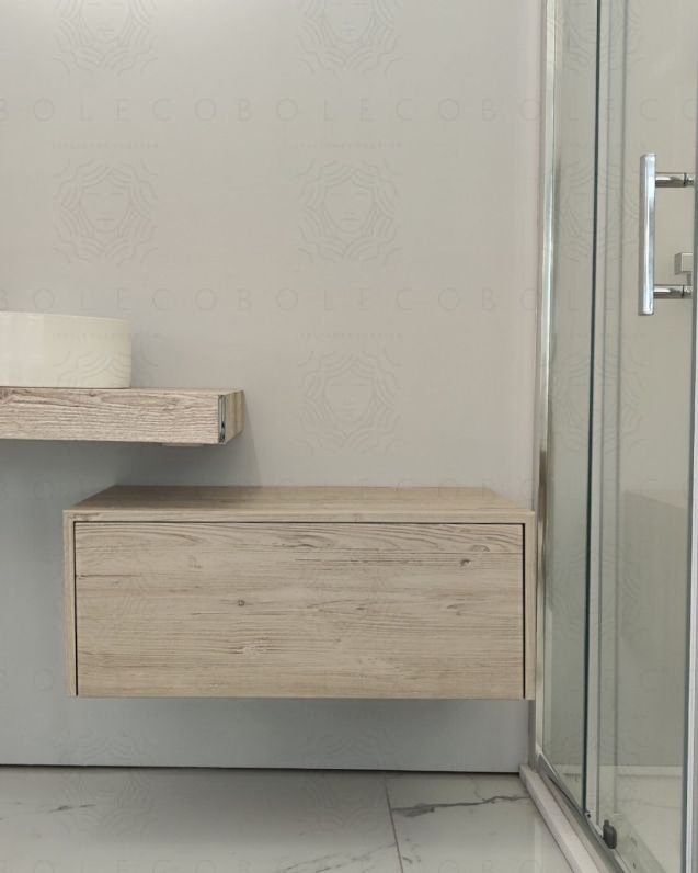 Cassettiera sospesa 75 cm push-pull rovere grigio Cassettiera sospesa 75 cm push-pull rovere grigio
