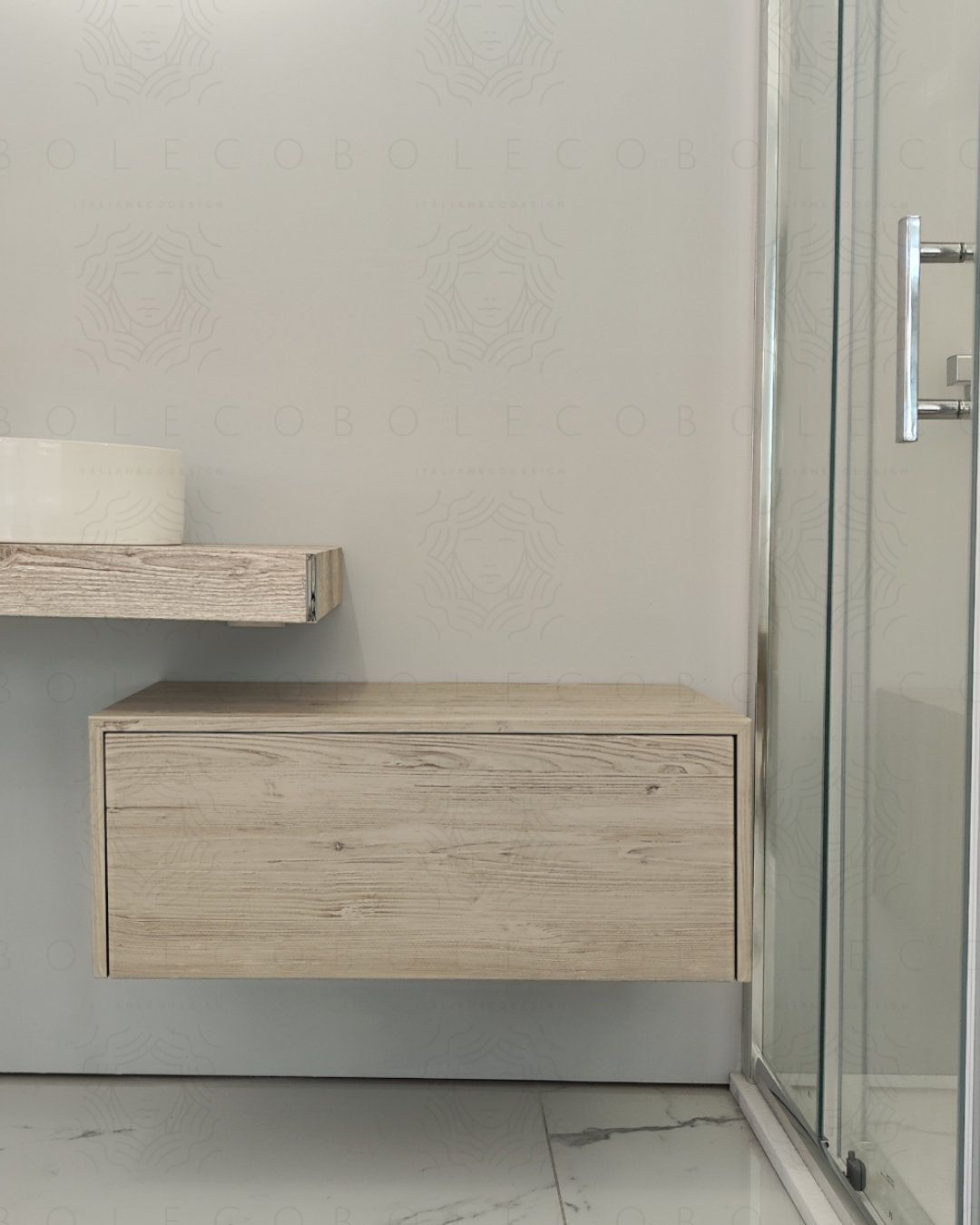 Cassettiera sospesa 75 cm push-pull rovere grigio Cassettiera sospesa 75 cm push-pull rovere grigio