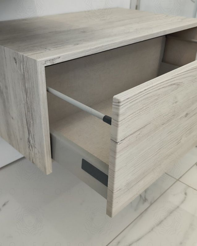 Cassettiera sospesa 75 cm push-pull rovere grigio Cassettiera sospesa 75 cm push-pull rovere grigio
