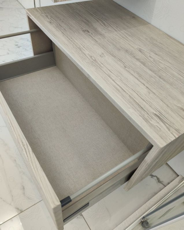Cassettiera sospesa 75 cm push-pull rovere grigio Cassettiera sospesa 75 cm push-pull rovere grigio