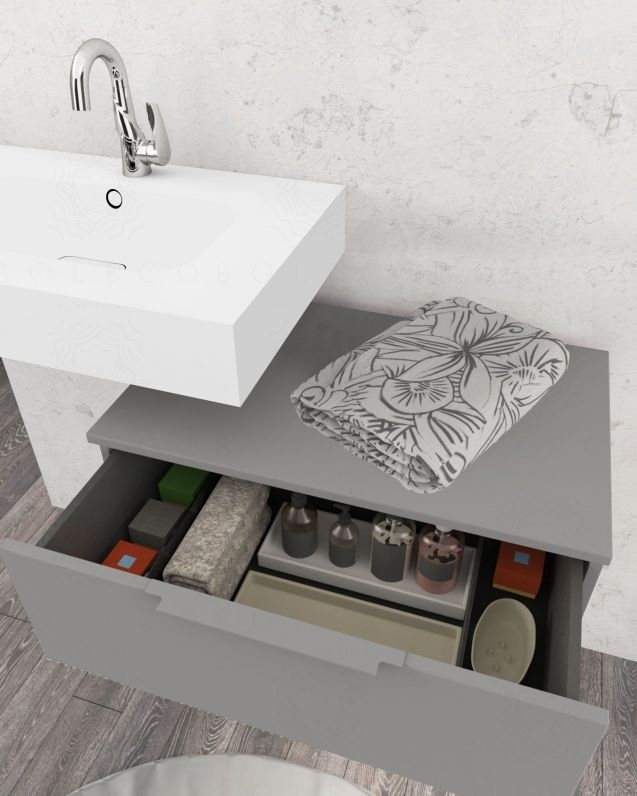 Cassettiera sospesa 70 cm grigio medio Elite - 1 cassetto