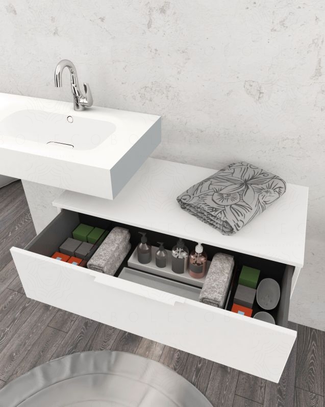 Cassettiera sospesa 90 cm bianco opaco Elite - 1 cassetto Cassettiera sospesa 90 cm bianco opaco Elite - 1 cassetto