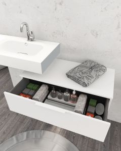 Cassettiera sospesa 90 cm bianco opaco Elite - 1 cassetto