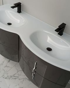 Mobile bagno sospeso Jane antracite lucido cm 140 con doppio
