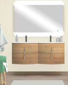 Mobile bagno sospeso Jane rovere naturale cm 140 con doppio