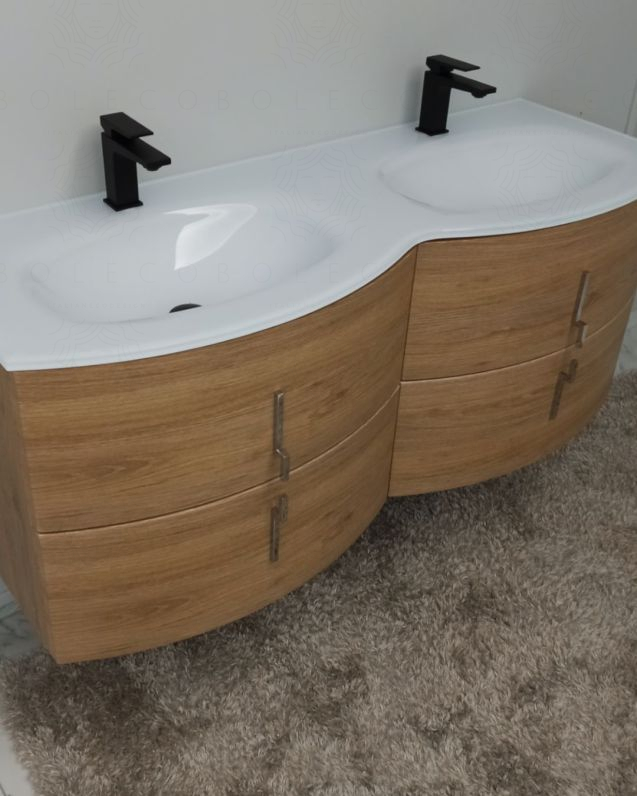 Mobile bagno sospeso Jane rovere naturale cm 140 con doppio Mobile bagno sospeso Jane rovere naturale cm 140 con doppio