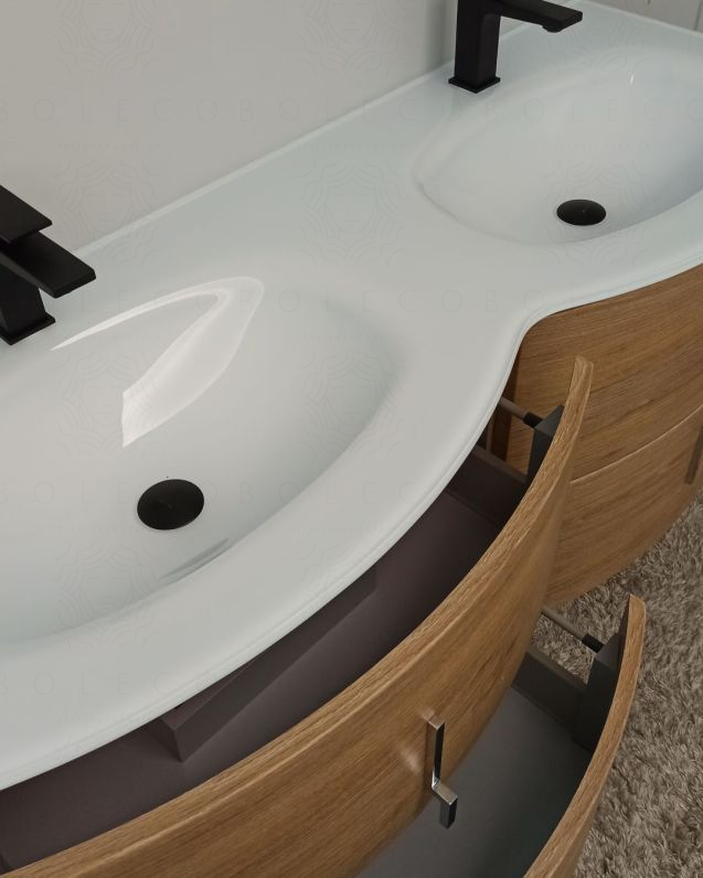 Mobile bagno sospeso Jane rovere naturale cm 140 con doppio Mobile bagno sospeso Jane rovere naturale cm 140 con doppio