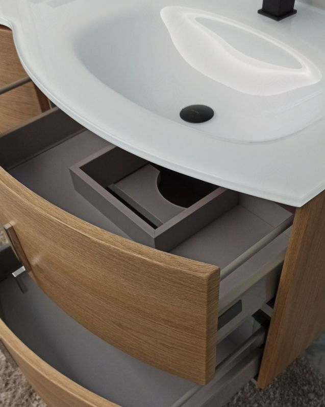 Mobile bagno sospeso Jane rovere naturale cm 140 con doppio Mobile bagno sospeso Jane rovere naturale cm 140 con doppio