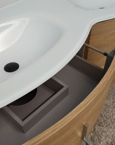 Mobile bagno sospeso Jane rovere naturale cm 140 con doppio