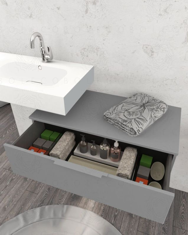 Cassettiera sospesa 90 cm grigio medio Elite - 1 cassetto