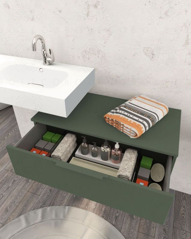 Cassettiera sospesa 90 cm verde opaco Elite - 1 cassetto