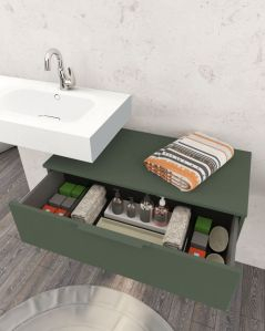 Cassettiera sospesa 90 cm verde opaco Elite - 1 cassetto